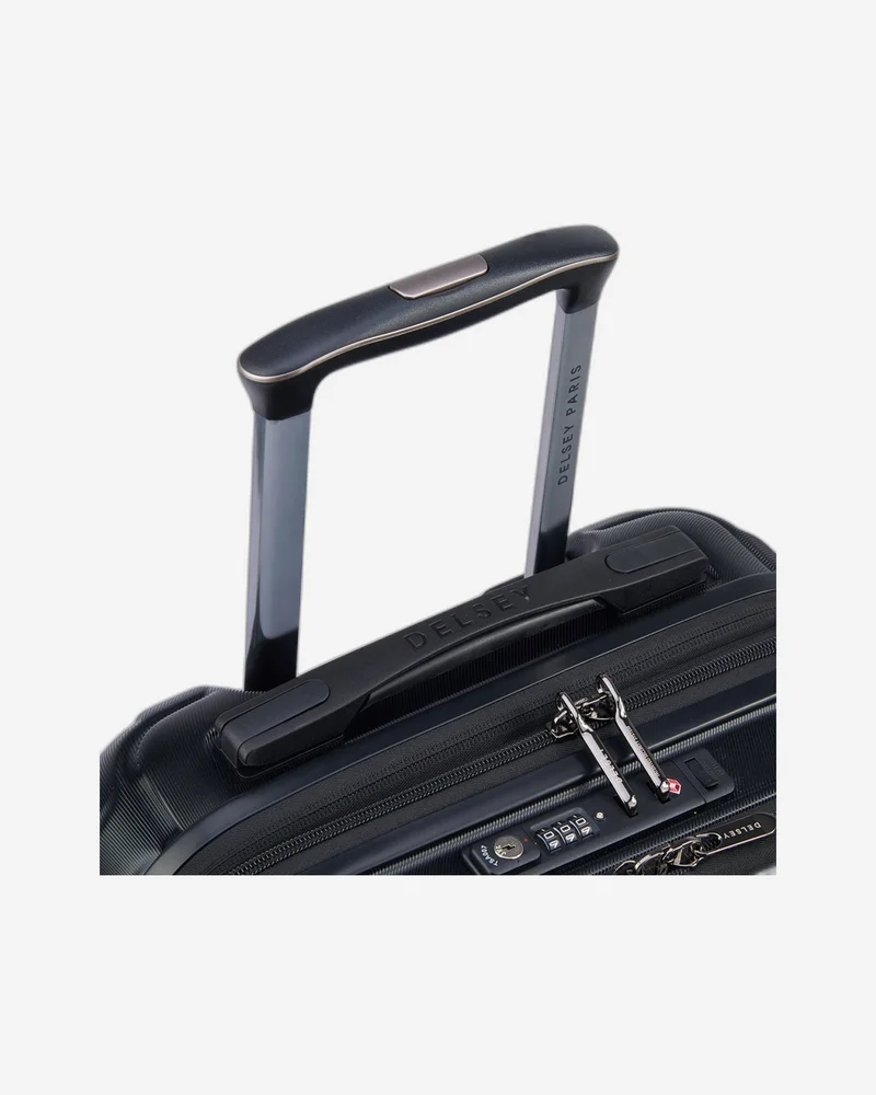 DELSEY Paris  shadow 5.0, 55 cm 4 double wheeled expandable bus hard cabin luggage trolley case - black  | Best Price UAE